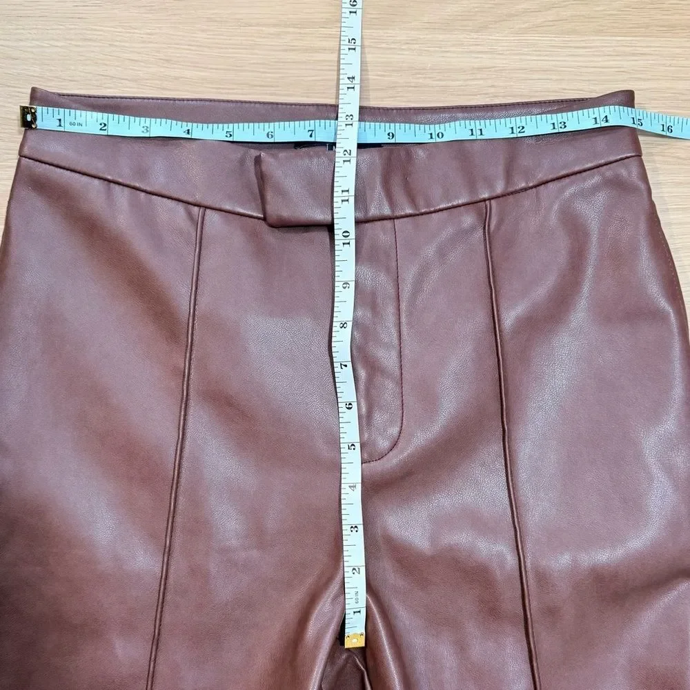7 FOR ALL MANKIND Vegan Faux Leather Front Seam Flare Bootcut Pants Brown Med